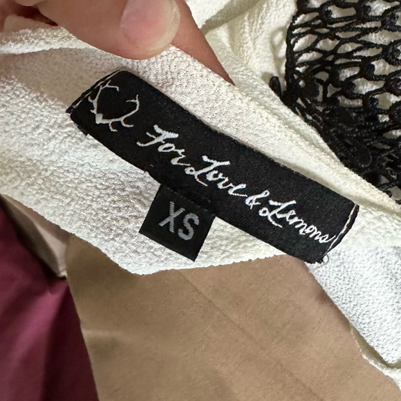 FOR LOVE & LEMONS Black White Open Draped Back Long Sleeve Top - Picture 7 of 12